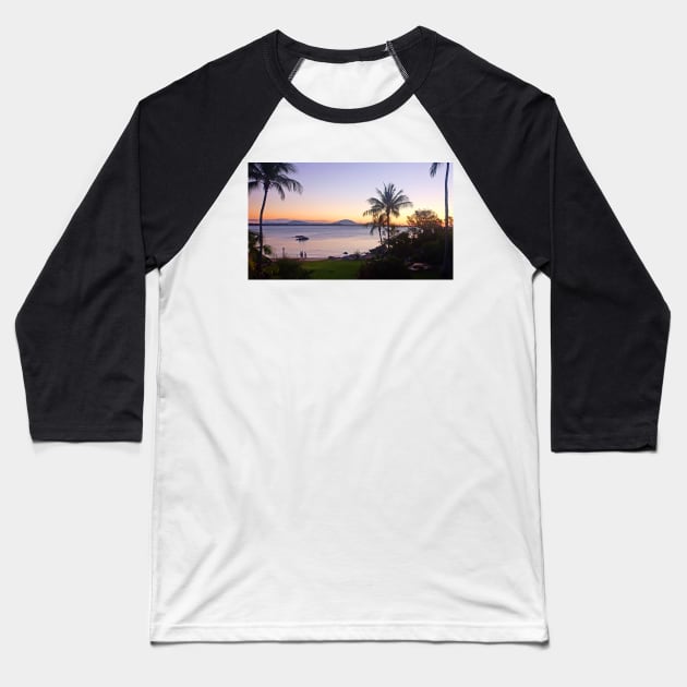 Bowen Sunset From Whitsunday Sands Resort Baseball T-Shirt by pops